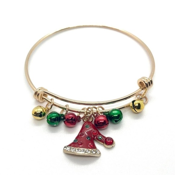 CHRISTMAS Hat Expandable Bangle Charm Bracelet - Picture 2 of 6